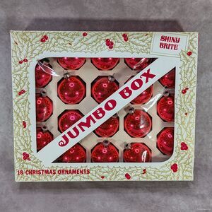 Vintage Shiny Brite Jumbo Box 18 Christmas Ornaments 2 1/4" Made in USA